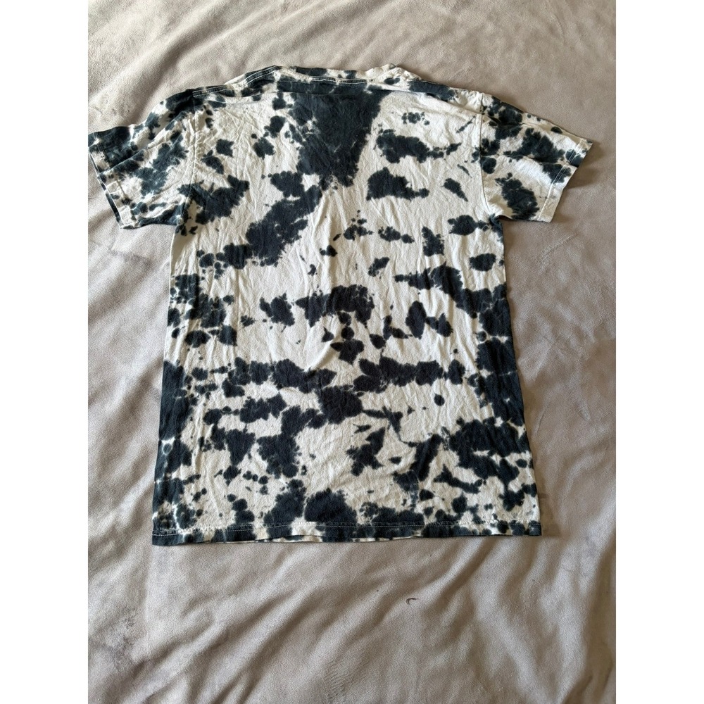 Tokyo City Mount Fuji Graphic Tie Dye T-Shirt Black White Streetwear Mens Small - Picture 2 of 3